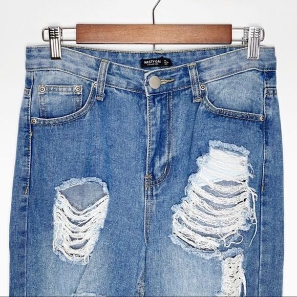 Nasty Gal High Rise Distressed Jeans Size 4 - Picture 4 of 8